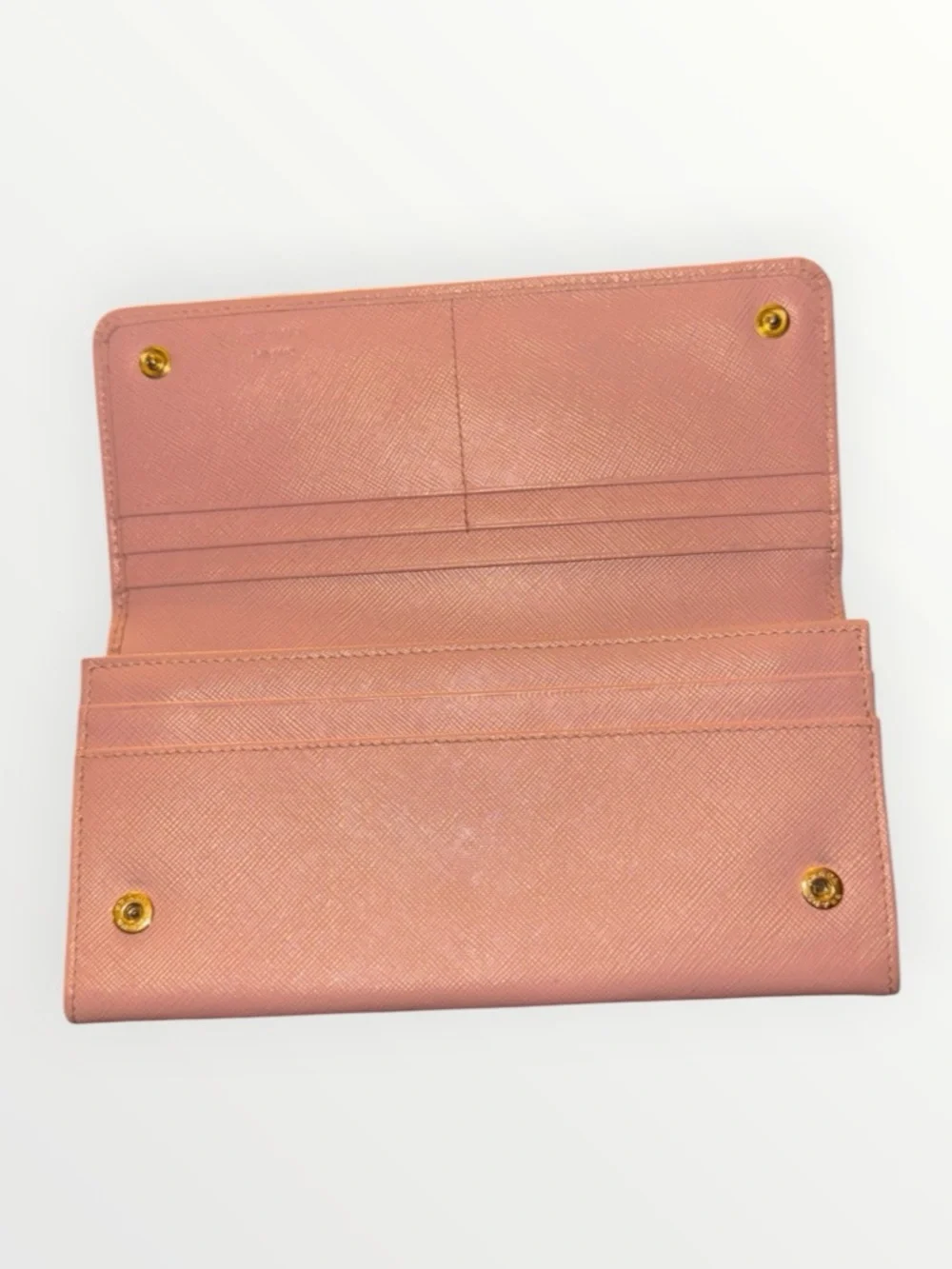 Prada Pink Saffiano Leather Long Wallet With COA